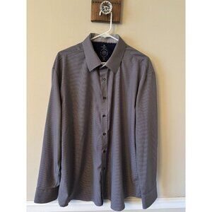 Construct Mens Size XXL Blue Long Sleeve Button Front Shirt Slim Fit Houndstooth